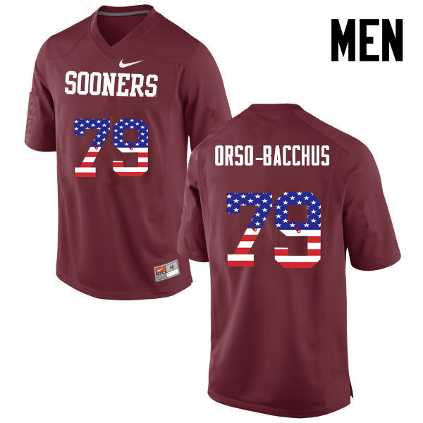 Men Oklahoma Sooners #79 Dwayne Orso-Bacchus College Football USA Flag Fashion Jerseys-Crimson
